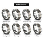 font options for inside engraving on gray guitar pick rings