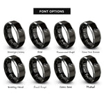 font options for inside engraving on black & grey guitarist pick rings