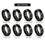 font options for inside engraving on black & silver guitarist stance rings