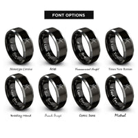 font options for inside engraving on black & silver guitarist stance rings