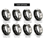 font options for inside engraving on black & silver guitarist stance rings