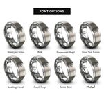 font options for inside engraving on silver guitarist stance rings