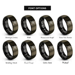 font options for inside engraving on gunmetal & black guitarist stance rings