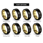font options for inside engraving on black & gold gulab jamun rings