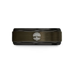 engraved tungsten ring her – gunmetal & black tungsten tree roots wedding band