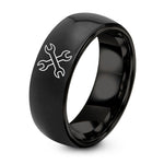 GUNMETAL BLACK Plated Tungsten Carbide One Ring – black tungsten crossed wrenches ring