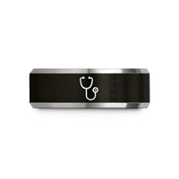 black metal wedding band – black & gray tungsten stethoscope wedding band