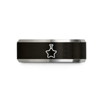 comfortable men's wedding ring – black & grey tungsten star pin wedding band