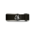 women's tungsten band ring – black & silver tungsten forklift wedding band