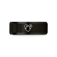 engraved tungsten ring for her – black tungsten in ear monitors wedding band