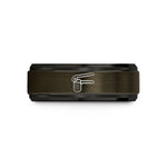 him comfort fit ring – gunmetal & black tungsten garlic press wedding band