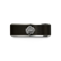 stylish tungsten ring ladies – black & grey tungsten inline 6 engine wedding band