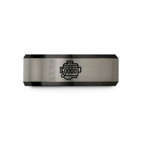 stylish tungsten ring ladies – black & silver tungsten inline 6 engine wedding band