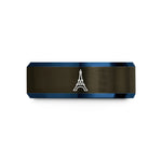 gunmetal tungsten women's ring – gunmetal & blue tungsten eiffel tower wedding band