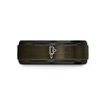 black wedding band men – gunmetal & black tungsten drum lug wedding band