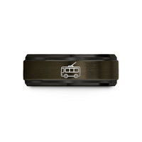 engraved him wedding band – gunmetal & black tungsten trolleybus wedding band