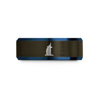 personalized presents for guys – gunmetal & blue tungsten burj al arab wedding band