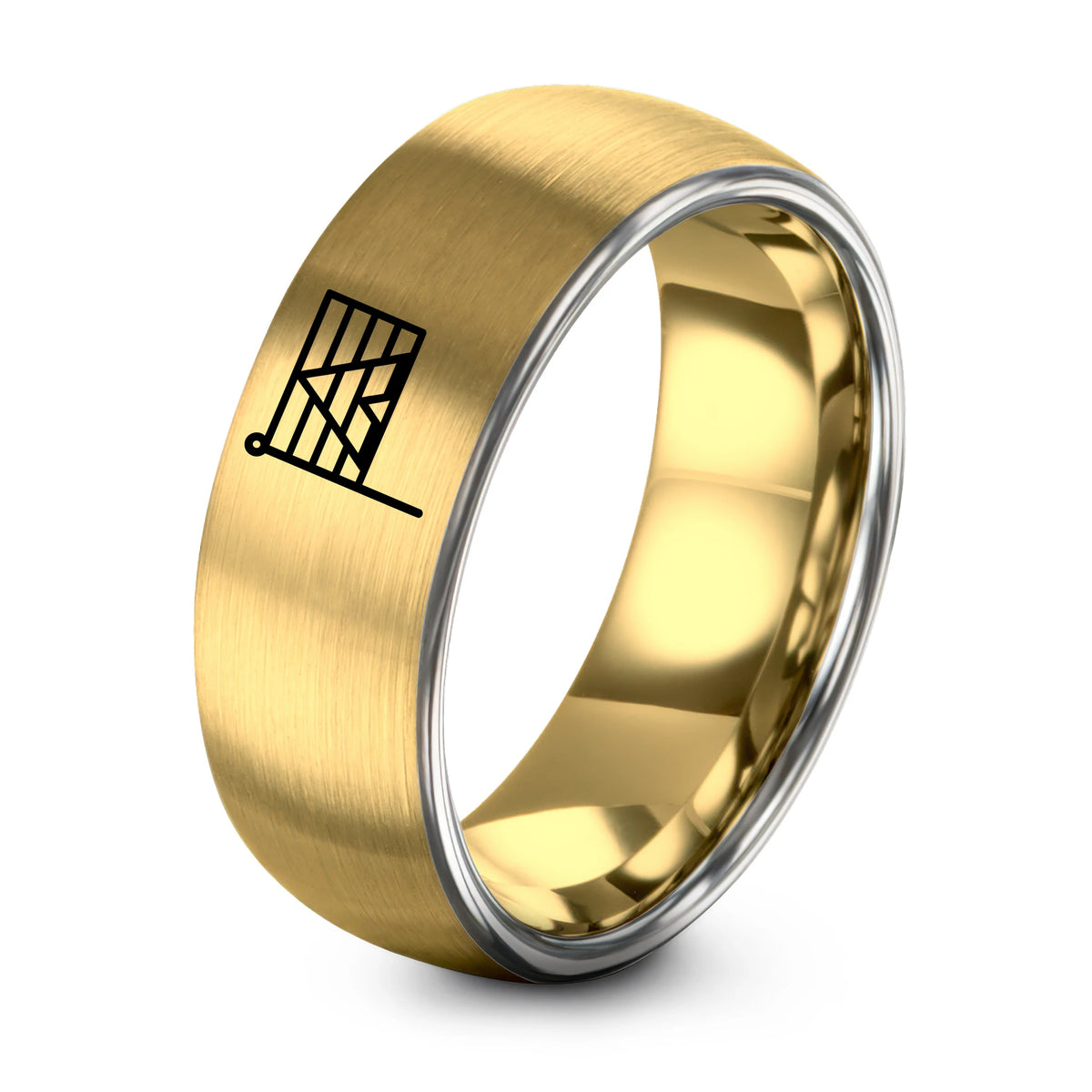 Guy Gifts for Birthday – gold & grey tungsten straight ally flag ring
