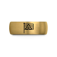 unique presents for guys – gold & grey tungsten straight ally flag wedding band