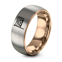 Guy Gifts for Birthday – rose gold & gray tungsten straight ally flag ring