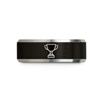 unique rings for men – black & silver tungsten trophy cup wedding band