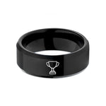 personalized presents for men – black tungsten trophy cup wedding band