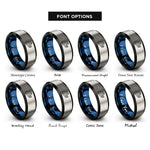font options for inside engraving on black & blue & silver gyan mudra rings