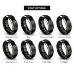 font options for inside engraving on black & silver gypsy vanner rings