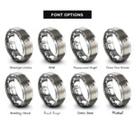 font options for inside engraving on gray gypsy vanner rings