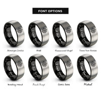 font options for inside engraving on black & grey gyro indicator rings
