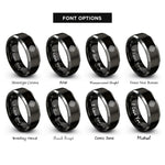font options for inside engraving on black & gray gyro indicator rings