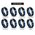 font options for inside engraving on blue & grey gyroscope rings