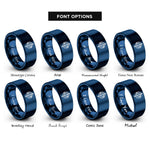 font options for inside engraving on blue gyroscope rings