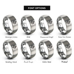 font options for inside engraving on silver gyroscope rings