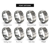 font options for inside engraving on silver gyroscope rings