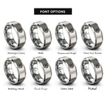 font options for inside engraving on gray gyroscope rings