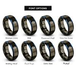 font options for inside engraving on gunmetal & blue gyroscope rings