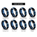 font options for inside engraving on blue & silver h2 droplet rings