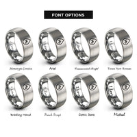 font options for inside engraving on gray h2 droplet rings