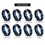 font options for inside engraving on blue & grey h2 symbol rings