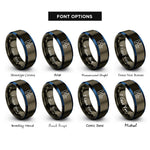 font options for inside engraving on gunmetal & blue h2 symbol rings