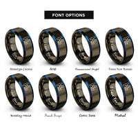 font options for inside engraving on gunmetal & blue h2 symbol rings
