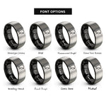 font options for inside engraving on black & gray hacker hoodie rings