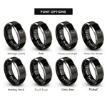 font options for inside engraving on black & gray hacker hoodie rings