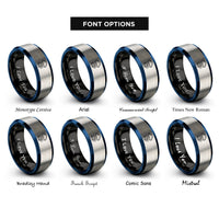 font options for inside engraving on black & blue & silver hail stones rings