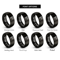 font options for inside engraving on black hair dryer rings