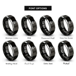 font options for inside engraving on black & gray hair pick rings