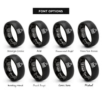 font options for inside engraving on black hair pick rings