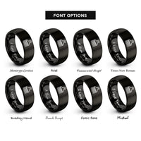 font options for inside engraving on black hair pick rings