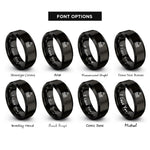 font options for inside engraving on black hair pick rings